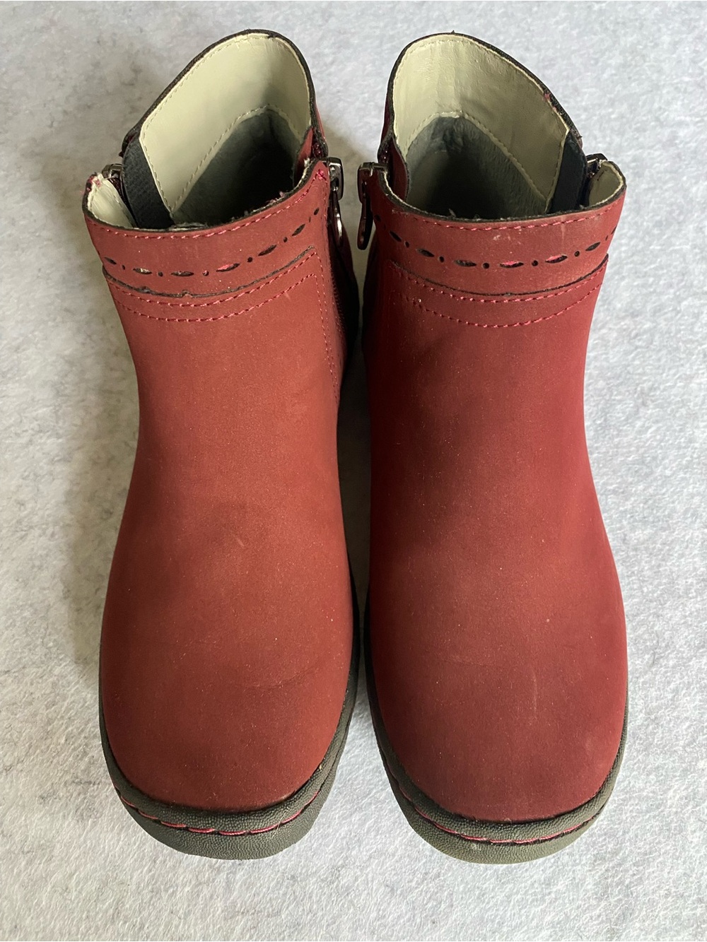 JBU Womens Vegan Leather Booties -burgundy- with Side Zipper Sz 6 Like New